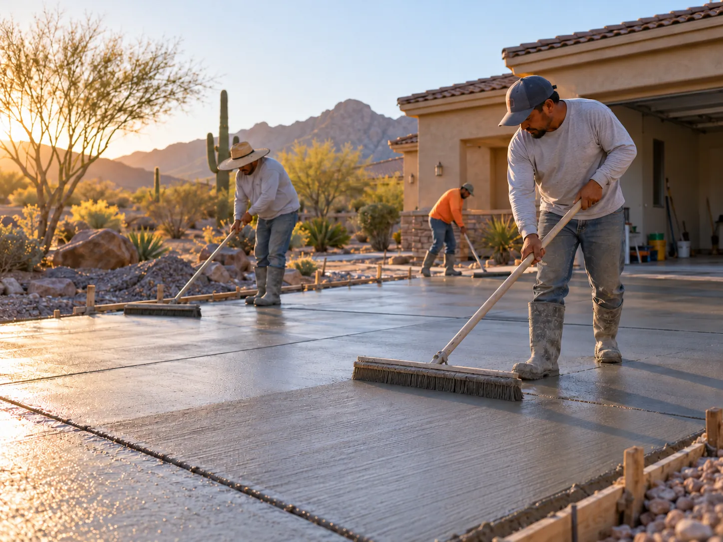 A driveway poured by Bedrock Concrete Co.