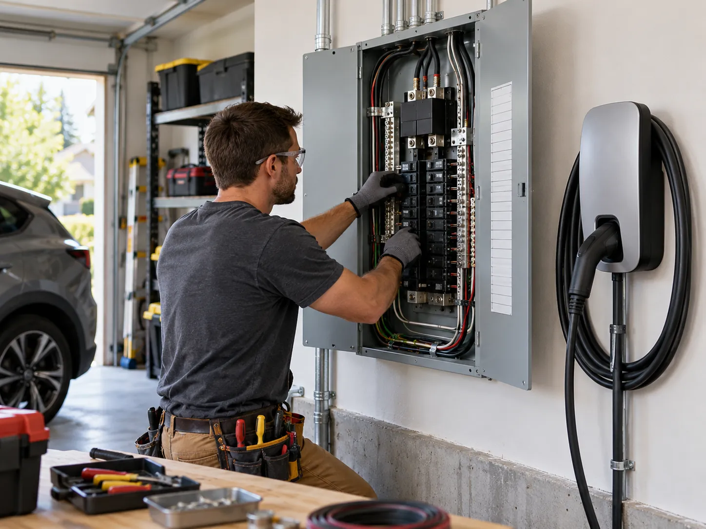 A Brightline Electric electrician at work